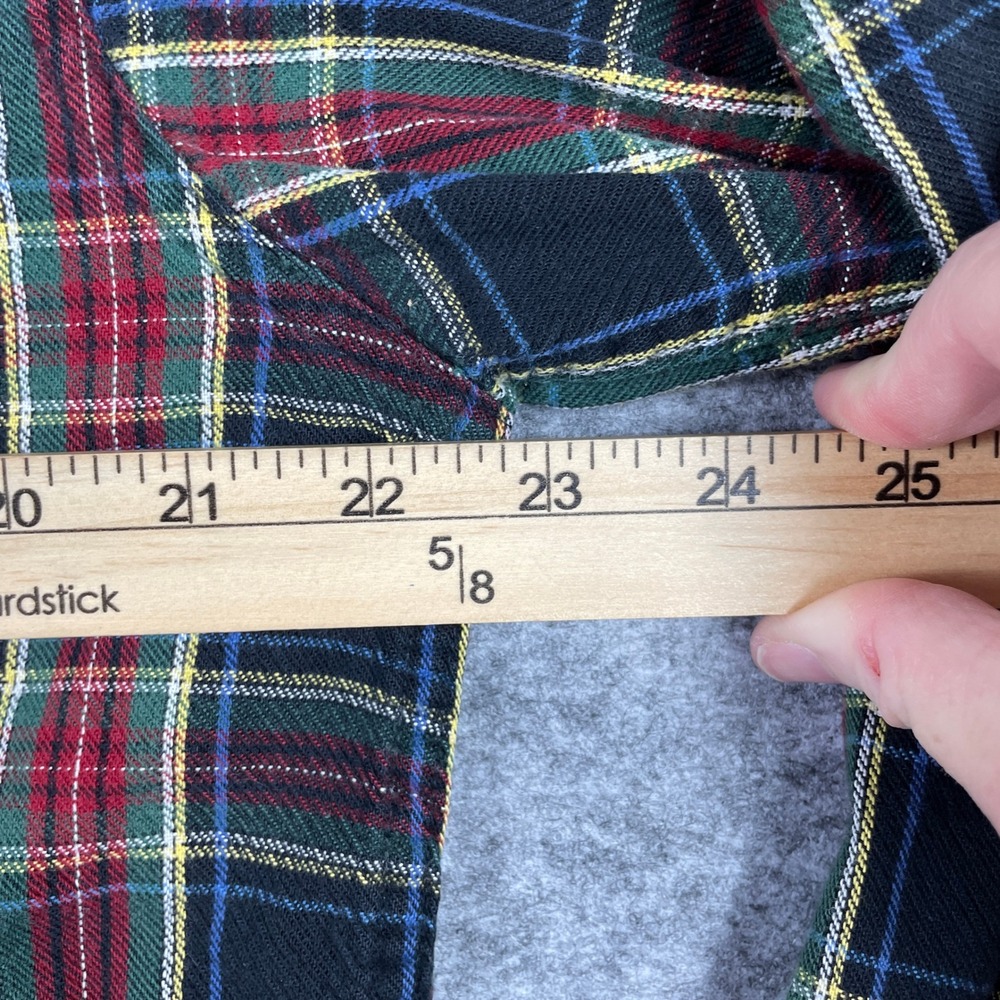 LL Bean Flannel Shirt Mens Medium Regular Red Green Scottish Plaid Button Down - Picture 6 of 9